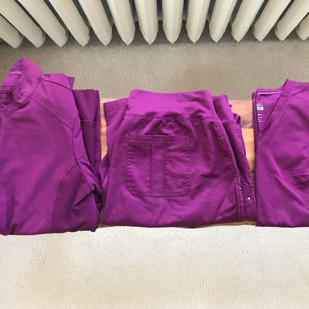 Burgundy Scrub Set - Pants, Shirt and Jacket